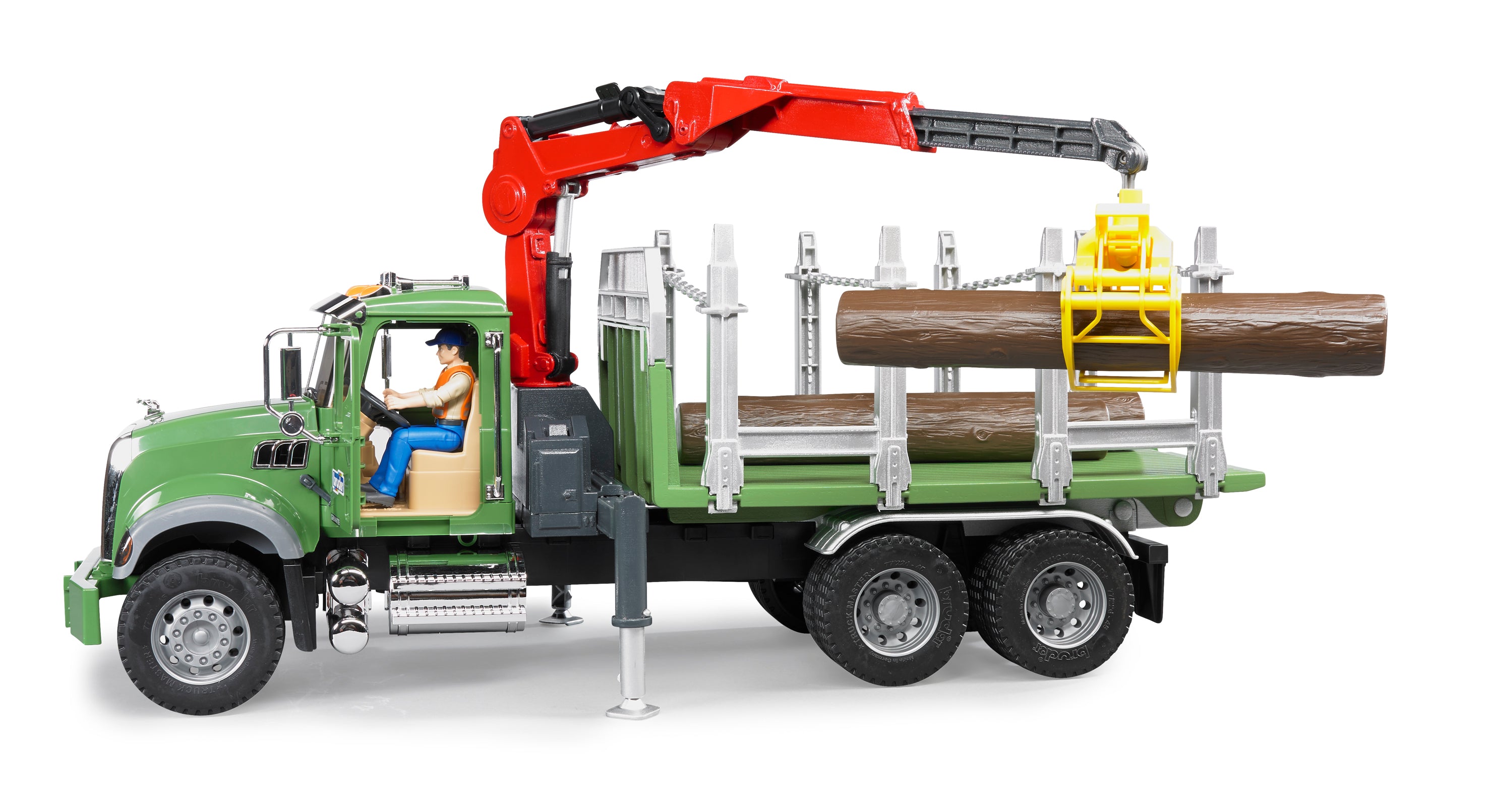 Bruder - MACK Granite Timber Truck with loading crane and 3 trunks